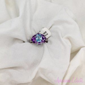JTV Blue Topaz/Amethyst Ring - Sz 7.5 - Natural Stones